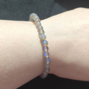 Light Grey Moonstone Finish Beaded Stretchy Elastic Statement Bracelet